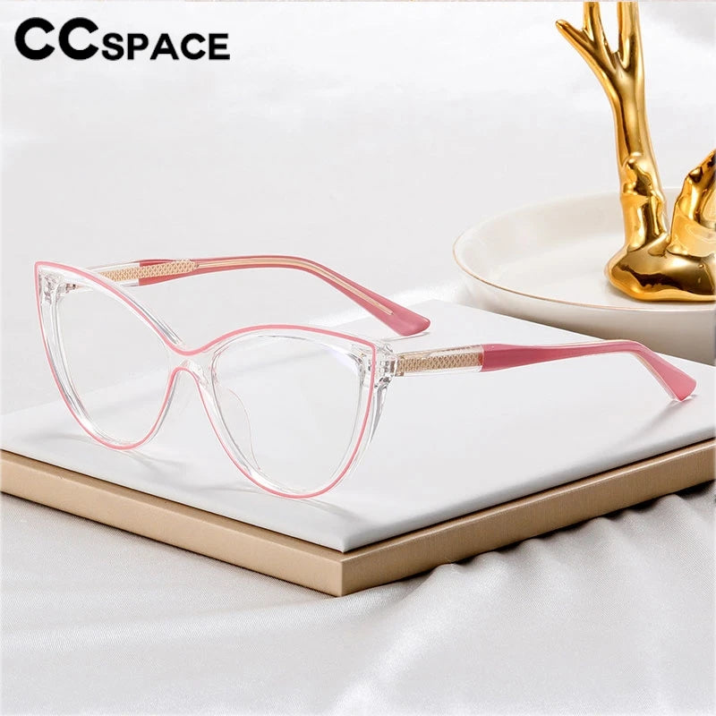 CCspace Women's Full Rim Square Cat Eye Tr 90 Titanium Eyeglasses 301560 Full Rim CCspace   