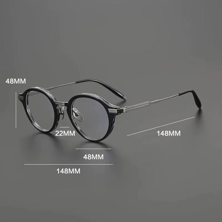 Gatenac Unisex Full Rim Oval Round Acetate Titanium Eyeglasses G9828