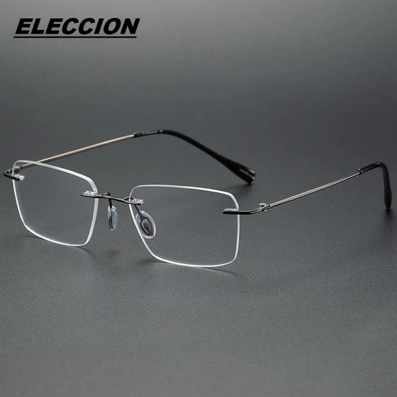 Eleccion Women's Rimless Square Titanium Eyeglasses 80965