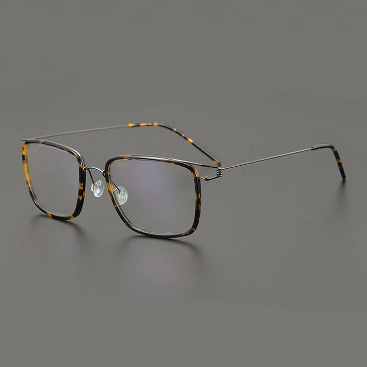 Black Mask Unisex Full Rim Square Screwless Titanium Eyeglasses 6062 Full Rim Black Mask Tortoise-Gray  