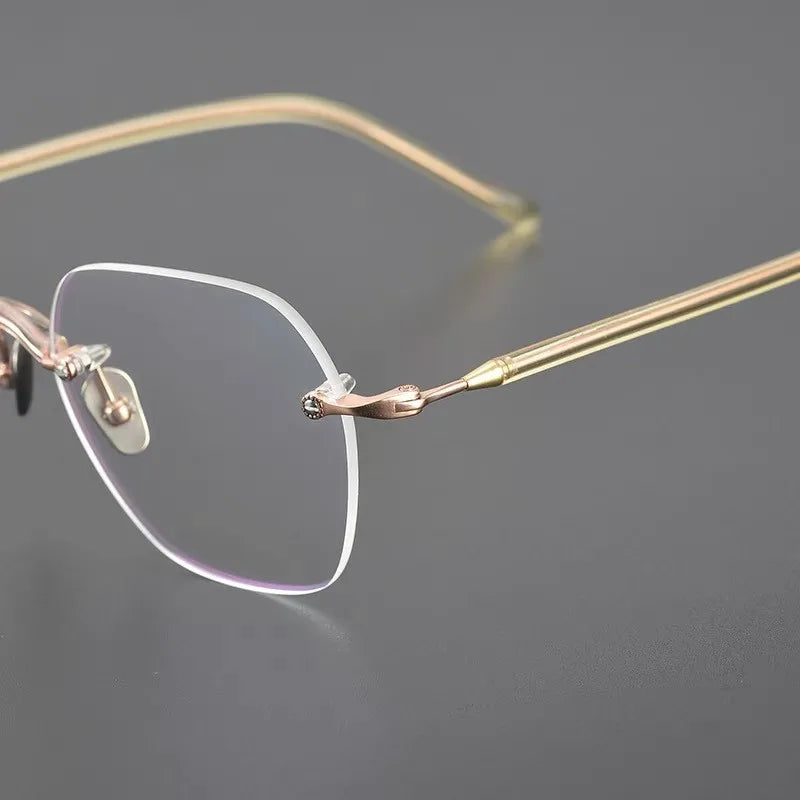 Aimee Women's Rimless Flat Top Square Titanium Eyeglasses 7122 Rimless Aimee   