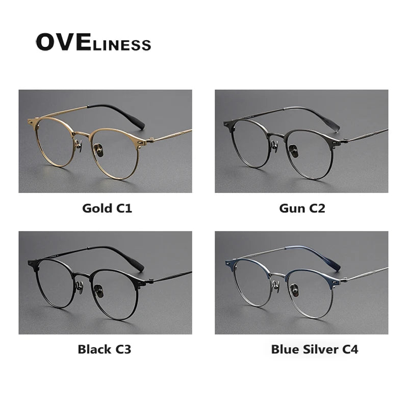 Oveliness Women's Full Rim Round Screwless Titanium Eyeglasses 70815 Full Rim Oveliness   