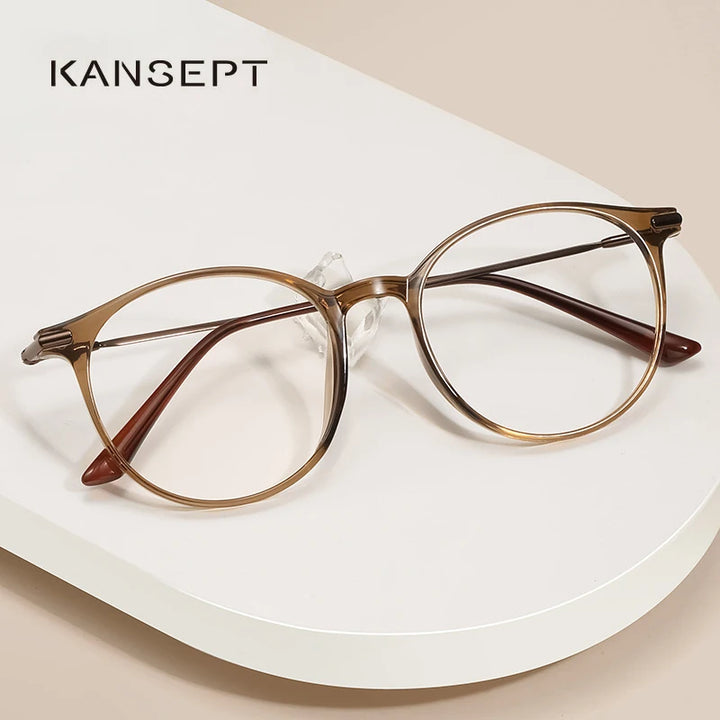 Kansept Women's Full Rim Round Oval Tr 90 Titanium Reading Glasses 44008 Reading Glasses Kansept   