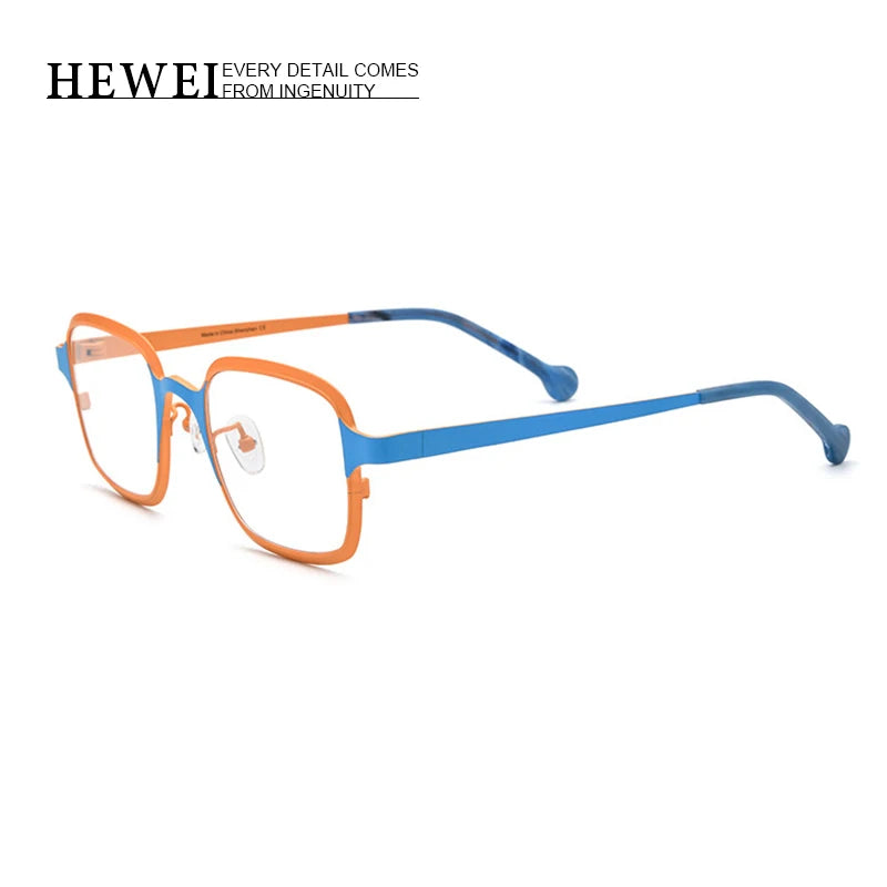 Hewei Unisex Full Rim Square Titanium Acetate Eyeglasses 185805 Full Rim Hewei   