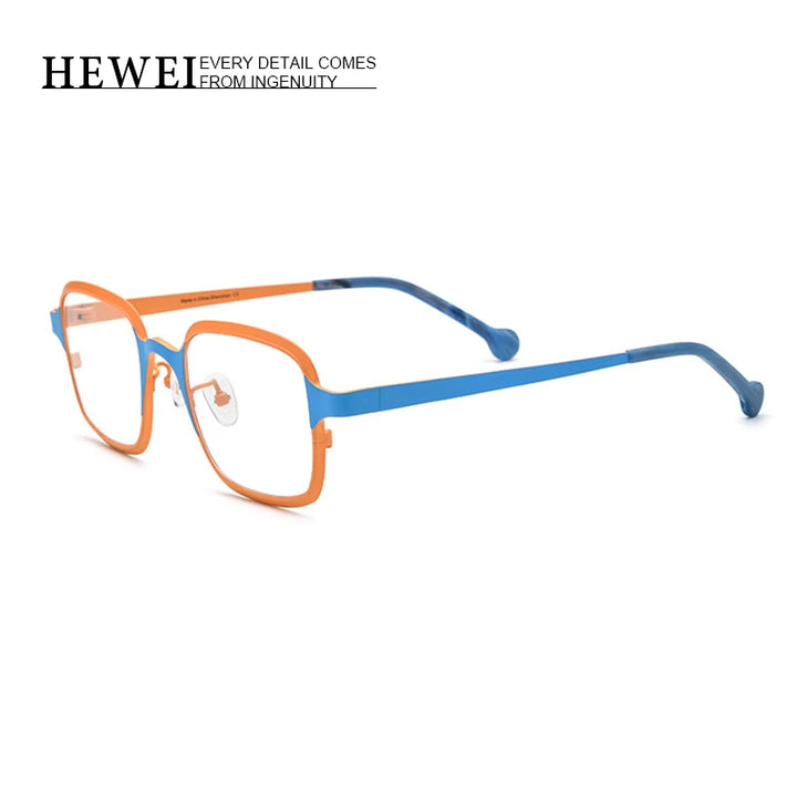 Hewei Unisex Full Rim Square Titanium Acetate Eyeglasses 185805 Full Rim Hewei   