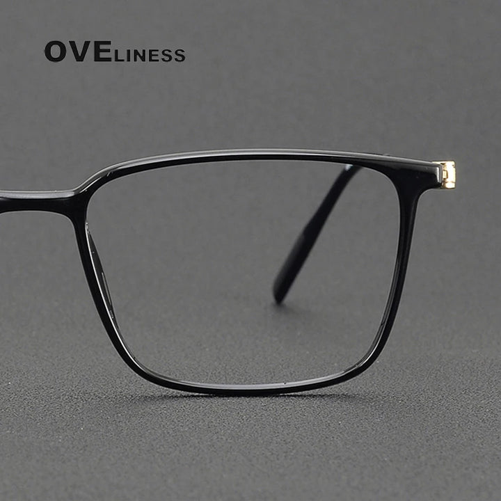 Oveliness Unisex Full Rim Square Acetate Titanium Eyeglasses 8674 Full Rim Oveliness   