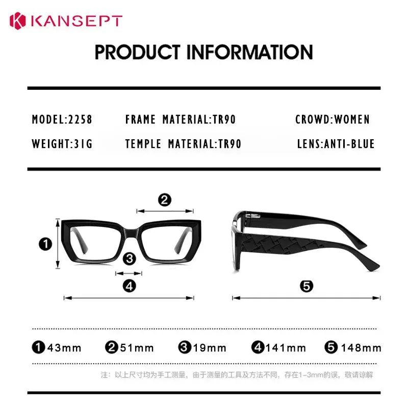 Kansept Unisex Full Rim Rectangle Tr 90 Frames 225800 FuzWeb