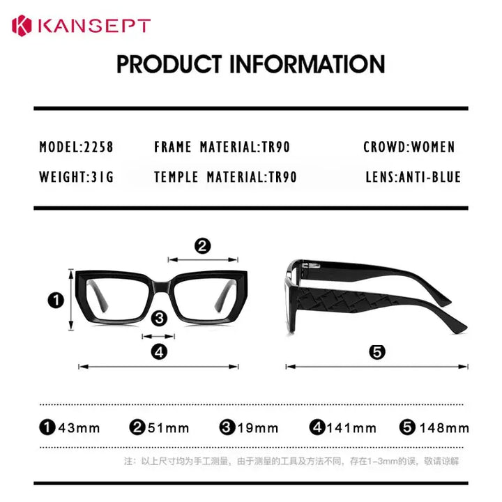 Kansept Unisex Full Rim Rectangle Tr 90 Frames 225800 FuzWeb
