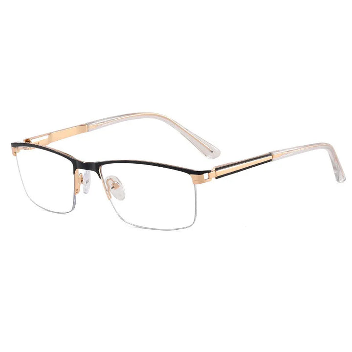 CCspace Semi Rim Square Alloy Spring Hinge Eyeglasses 300842 Semi Rim CCSpace Clear  