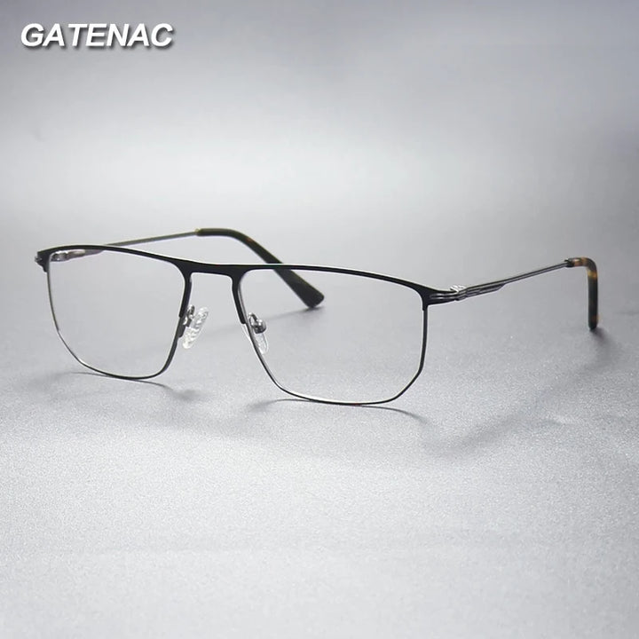 Gatenac Unisex Full Rim Square Brow Line Alloy Eyeglasses Gxyj1503 Full Rim Gatenac   