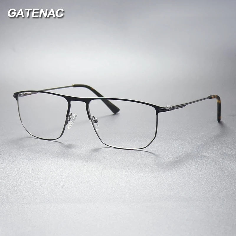 Gatenac Unisex Full Rim Square Brow Line Alloy Eyeglasses Gxyj1503 Full Rim Gatenac   