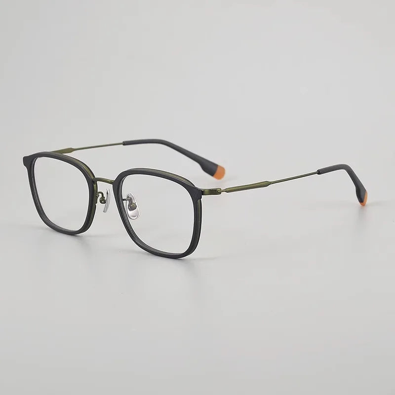 Black Mask Men's Full Rim Square Titanium Acetate Eyeglasses 366808