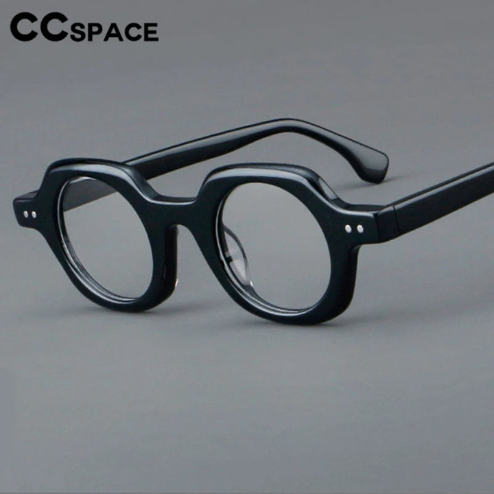 CCspace Unisex Full Rim Flat Top Round Acetate Eyeglasses 301253 Full Rim CCspace   