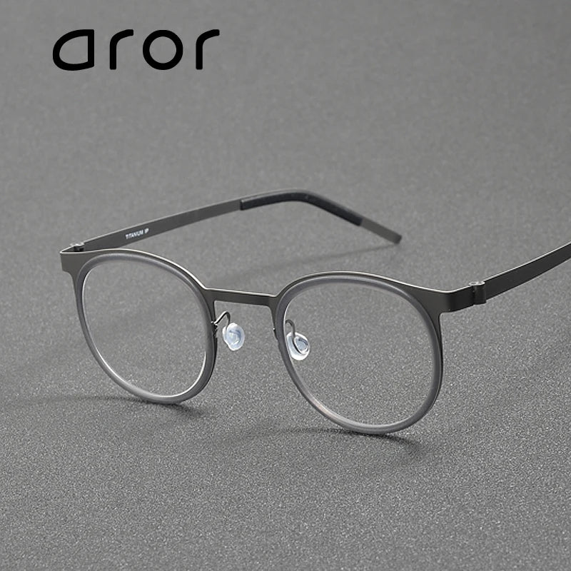 Aror Unisex Full Rim Oval Round Acetate Titanium Eyeglasses 49704 Full Rim Aror