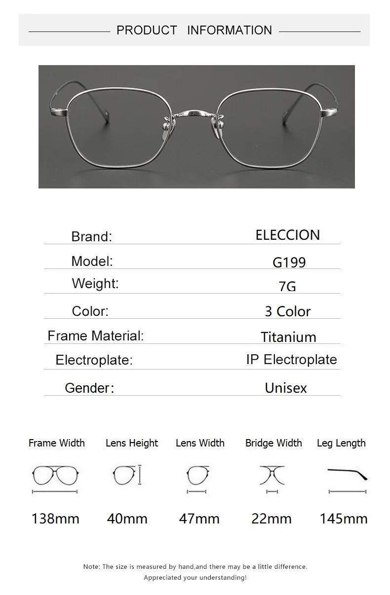 Eleccion Women's Full Rim Square Polygon Titanium Eyeglasses 7199