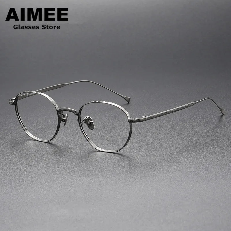 Aimee Unisex Full Rim Oval Round Titanium Eyeglasses 2163 Full Rim Aimee Gun-Grey  