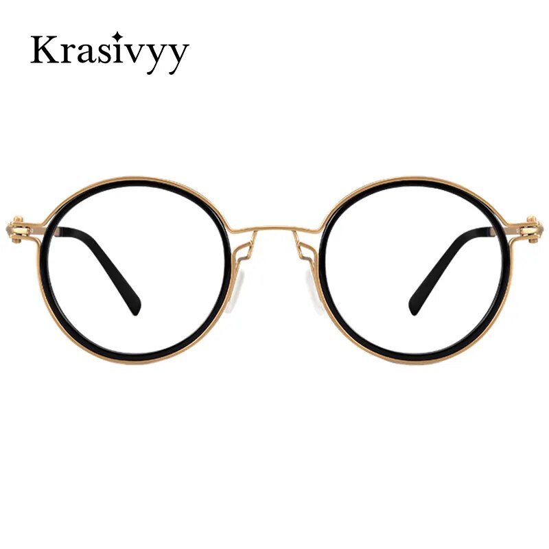 Krasivyy Men's Full Rim Round Titanium Acetate Eyeglasses Kr5860 Full Rim Krasivyy   