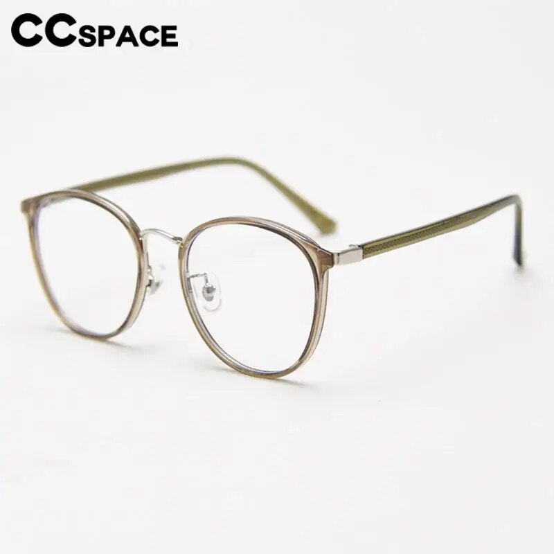 CCSpace Unisex Full Rim Round Tr 90 Titanium Eyeglasses 57021 Full Rim CCspace   