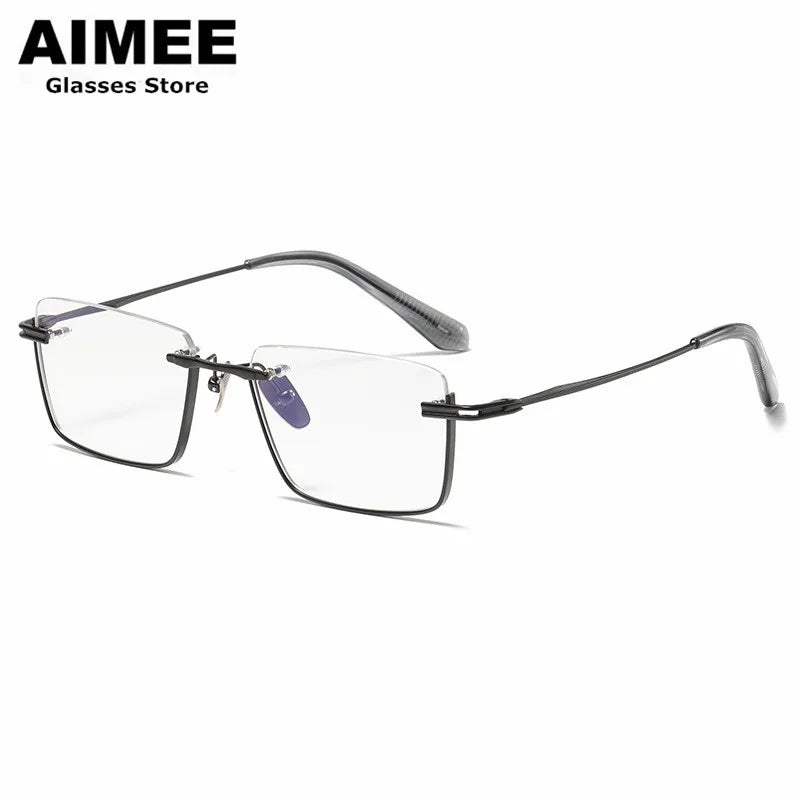 Aimee Unisex Semi Rim Square Titanium Eyeglasses 4416 Semi Rim Aimee   