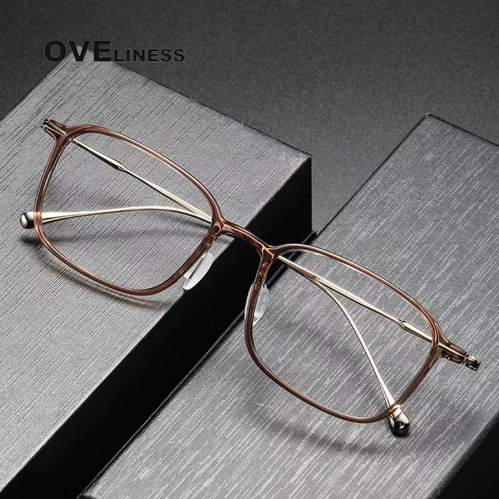 Oveliness Unisex Full Rim Square Acetate Titanium Eyeglasses 78644