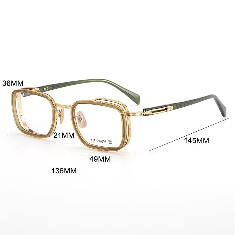 Gatenac Women's Full Rim Square Titanium Acetate Eyeglasses 720055 FuzWeb