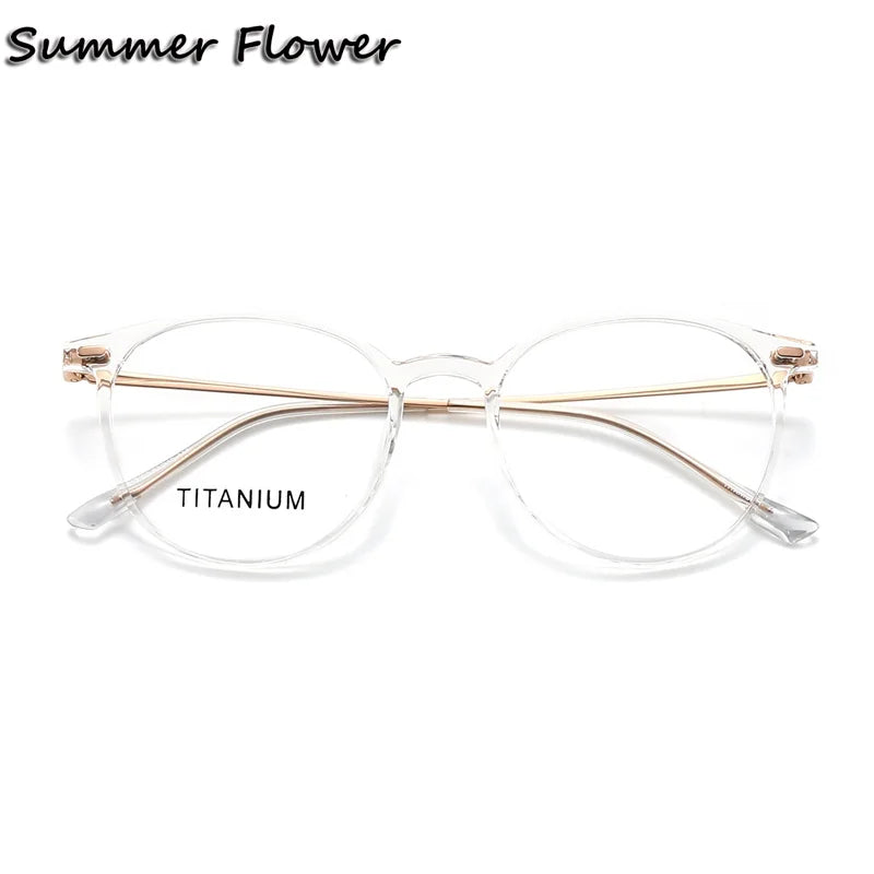 Summer Flower Women's Full Rim Square Tr 90 Titanium Eyeglasses 657017