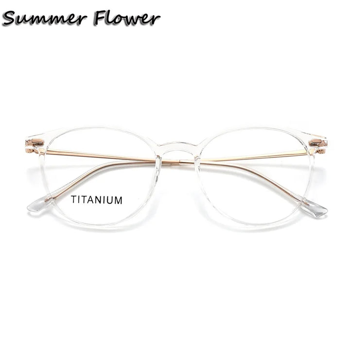Summer Flower Women's Full Rim Square Tr 90 Titanium Eyeglasses 657017