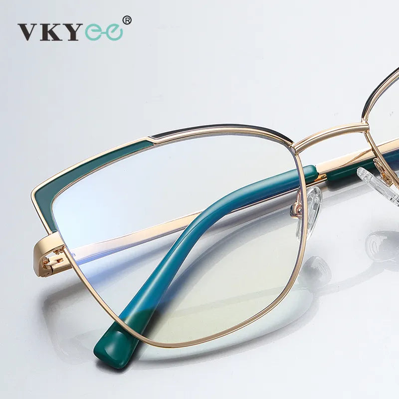 Vicky Women's Full Rim Large Square Cat Eye Alloy Reading Glasses 3104 Reading Glasses Vicky   