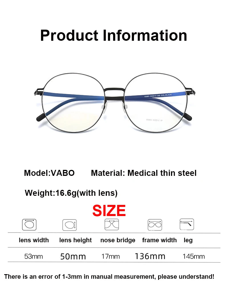 Aimee Women's Full Rim Round Screwless Stainless Steel Eyeglasses 19136