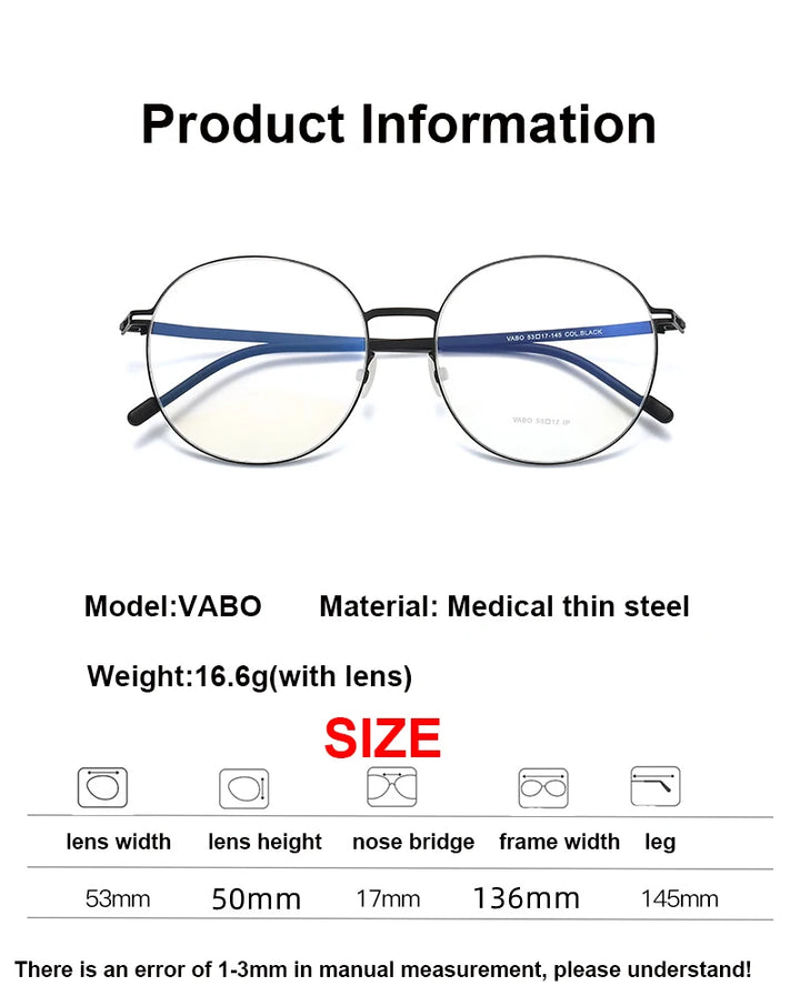 Aimee Women's Full Rim Round Screwless Stainless Steel Eyeglasses 19136