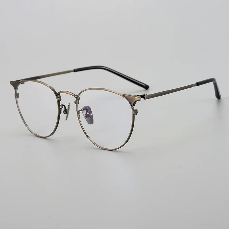 Aimee Unisex Full Rim Round Oval Titanium Eyeglasses 19960 Full Rim Aimee Bronze  