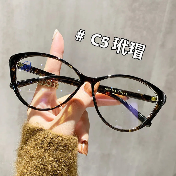 Zirosat Women's Full Rim Oval Cat Eye Tr 90 Alloy Eyeglasses 12857