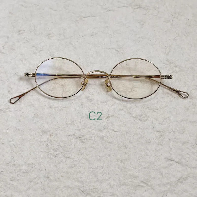 Yujo Unisex Full Rim Oval Pure Titanium Eyeglasses Classic — view 5 | Yujo at FuzWeb