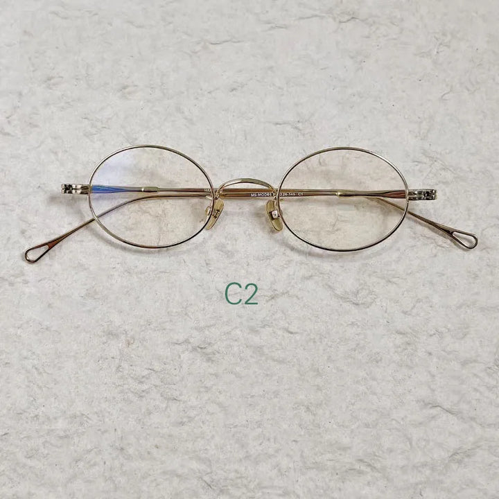 Yujo Unisex Full Rim Oval Pure Titanium Eyeglasses Classic — view 5 | Yujo at FuzWeb