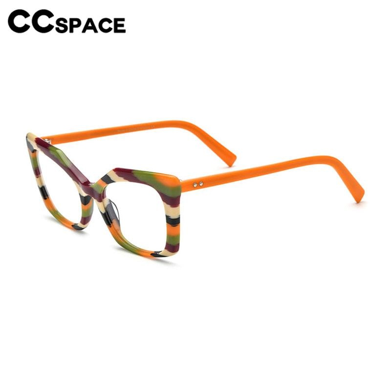 CCSpace Unisex Full Rim Large Cat Eye Acetate Eyeglasses 56581 Full Rim CCspace   