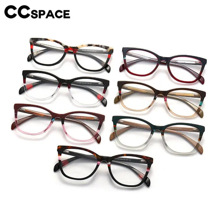 CCSpace Unisex Full Rim Square Acetate Eyeglasses 56941 Full Rim CCspace   