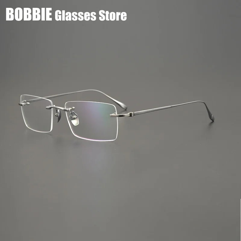 Bobbie Unisex Rimless Square Titanium Eyeglasses 561631