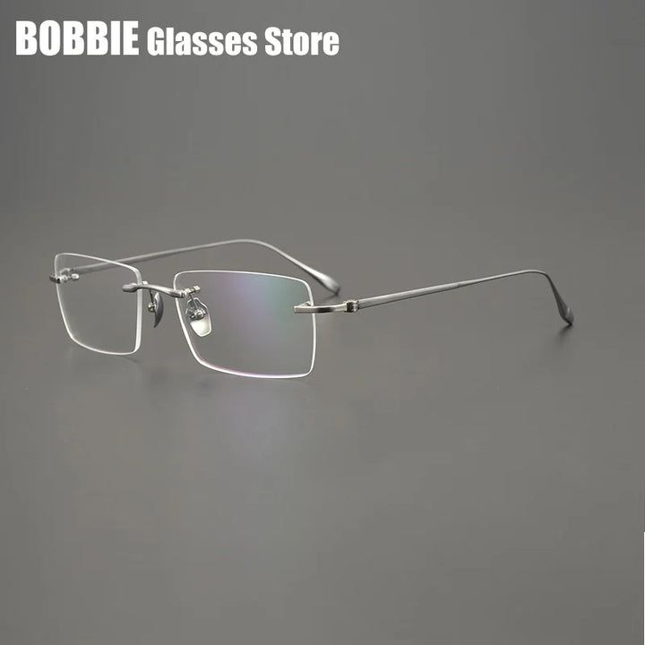 Bobbie Unisex Rimless Square Titanium Eyeglasses 561631