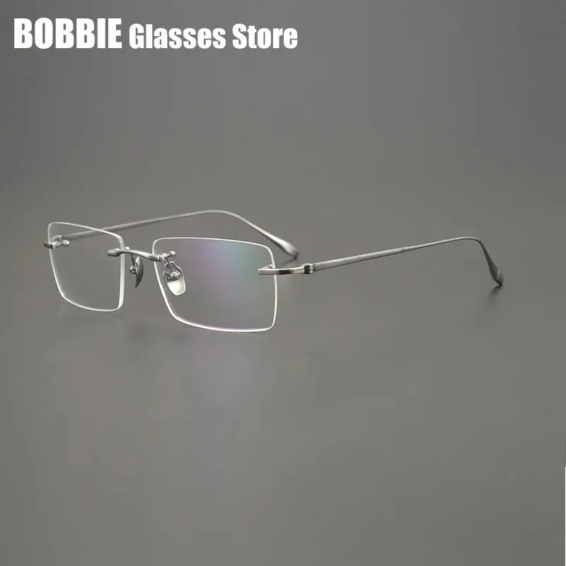 Bobbie Unisex Rimless Square Titanium Eyeglasses 355618 FuzWeb