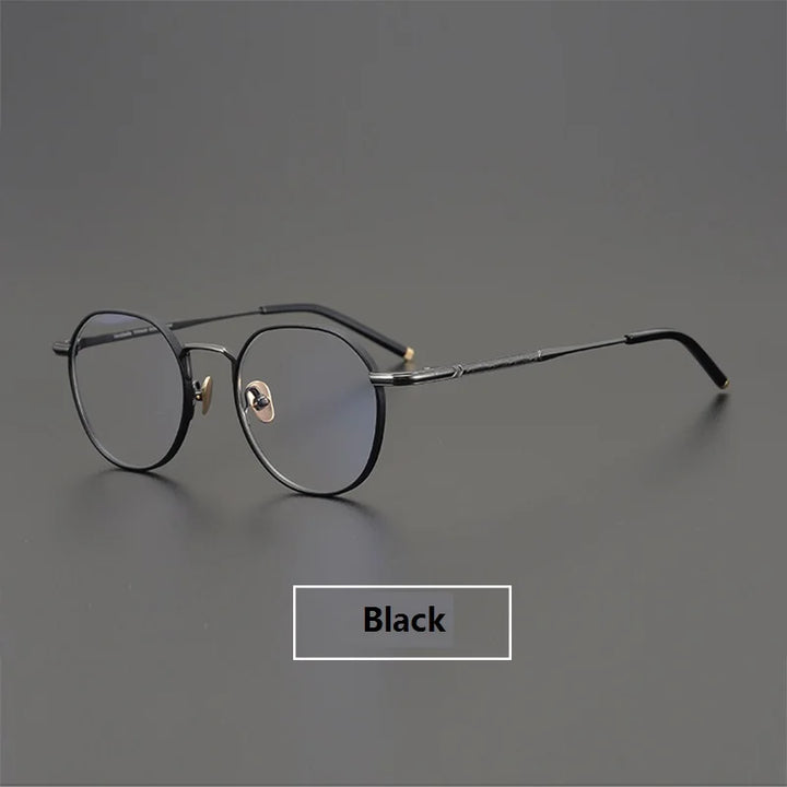 Aimee Unisex Full Rim Round Polygon Titanium Eyeglasses 5342 Full Rim Aimee Black-Gun  