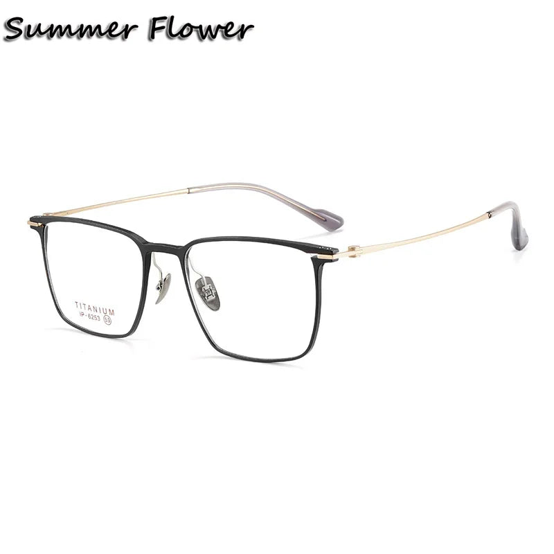 Summer Flower Men's Full Rim Square Titanium Eyeglasses 616253