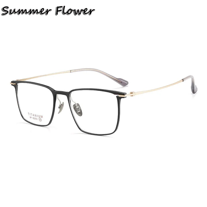 Summer Flower Men's Full Rim Square Titanium Eyeglasses 616253
