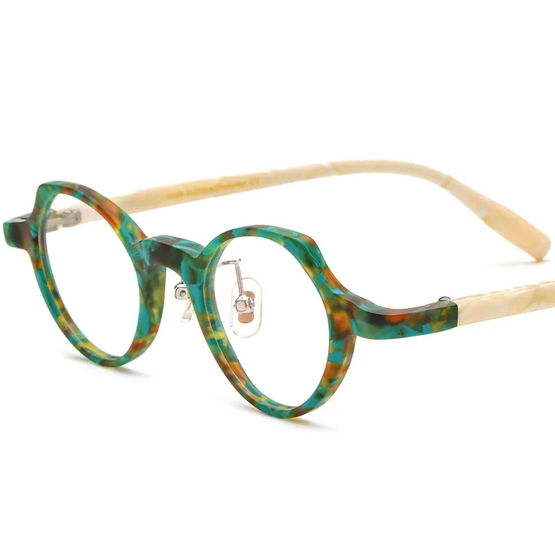 Cubojue Unisex Full Rim Flat Top Round Acetate Reading Glasses 19280 Reading Glasses Cubojue no function lens 0 green 