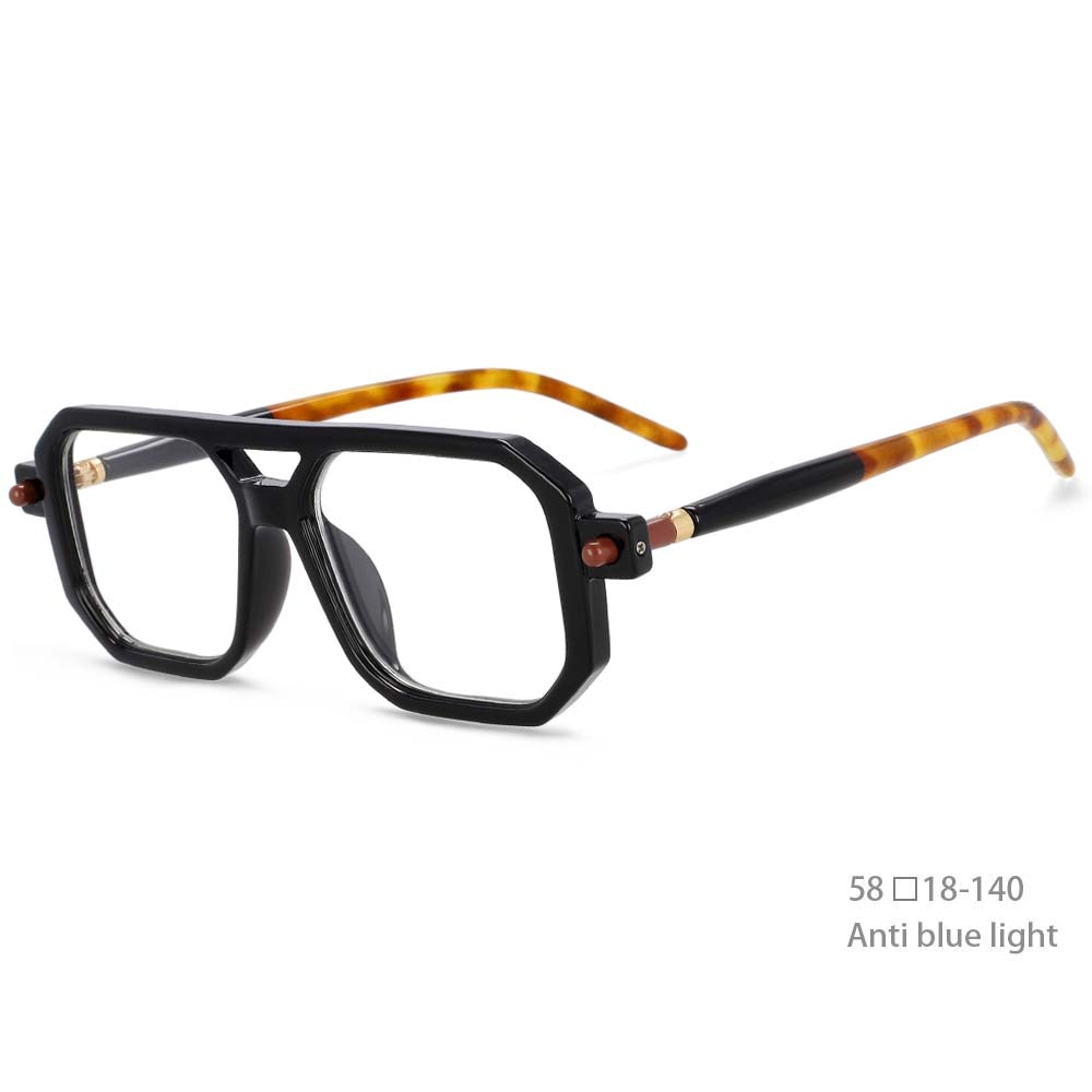 CCspace Unisex Full Rim Square Double Bridge Polycarbonate Reading Glasses R54381 Reading Glasses CCspace China 0 blackLeopard