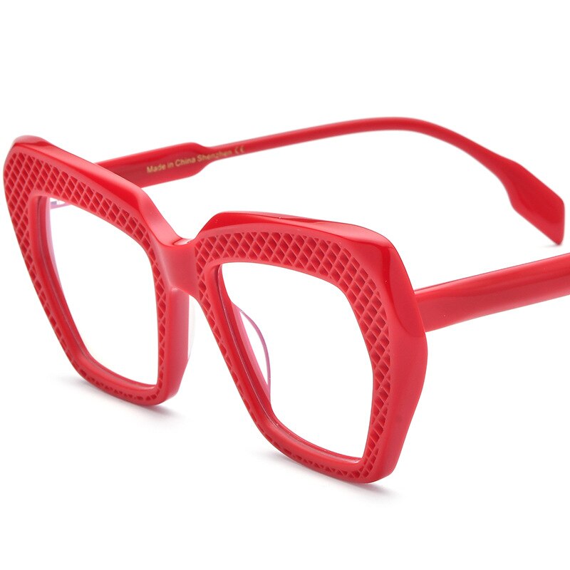 CCSpace Unisex Full Rim Square Hand Crafted Acetate Eyeglasses 56317 Full Rim CCspace Red  