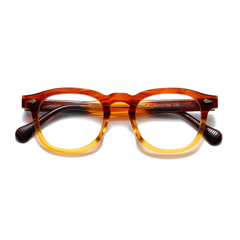Hewei Unisex Full Rim Square Oval Acetate Eyeglasses 0034 Full Rim Hewei orange  
