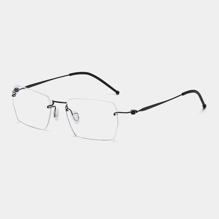 Hdcrafter Unisex Rimless Square Screwless Titanium Eyeglasses 5937 Rimless Hdcrafter Eyeglasses Black  