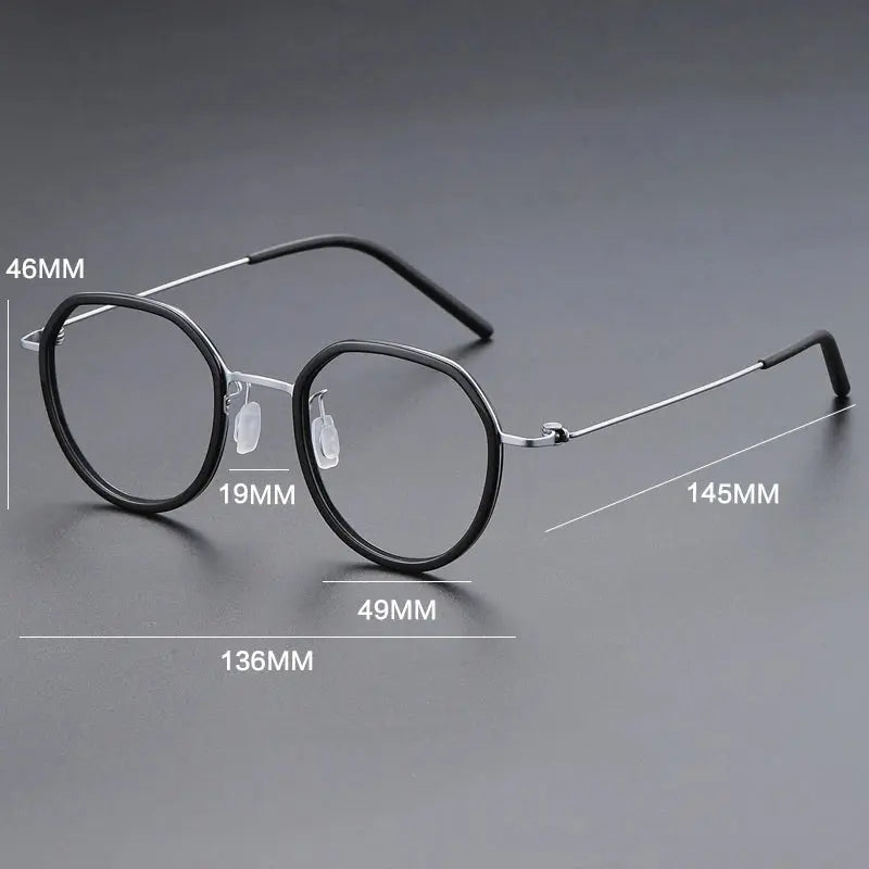 Gatenac Women's Full Rim Flat Top Oval Titanium Acetate Eyeglasses 699855 FuzWeb