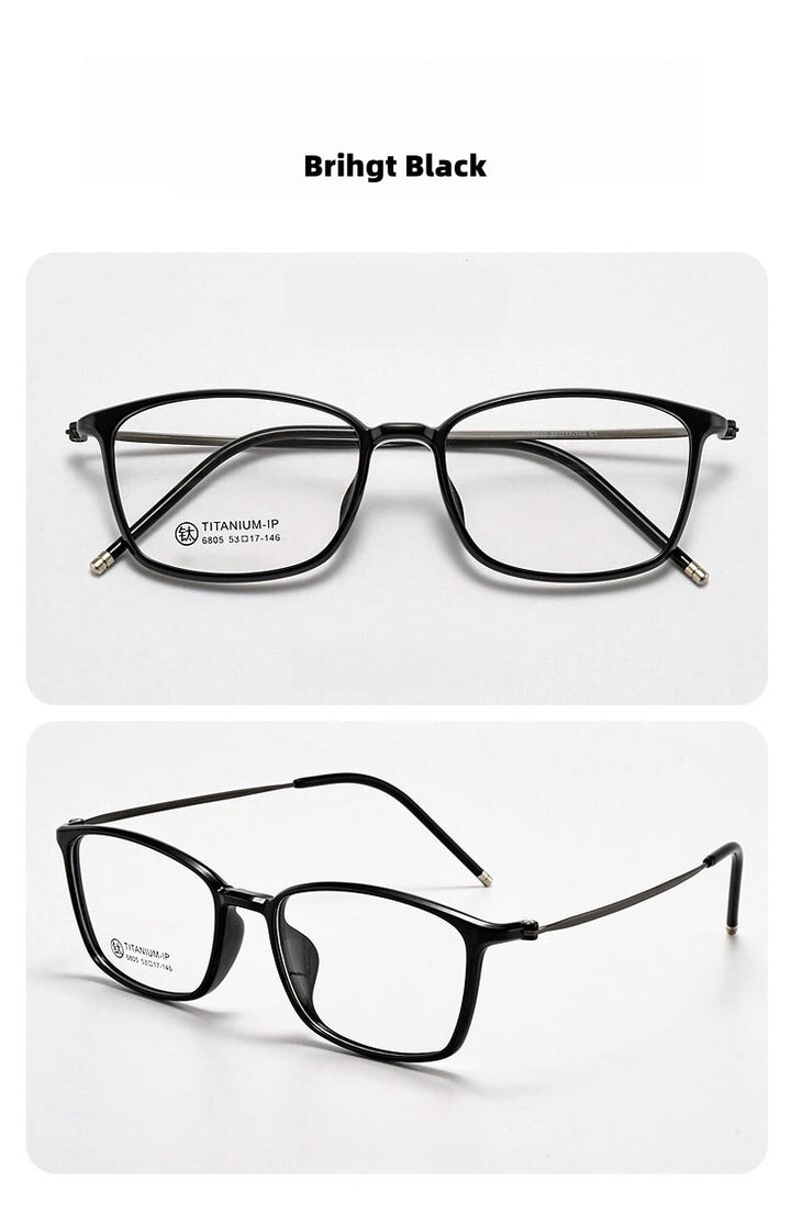 KatKani Women's Full Rim Square Tr 90 Titanium Eyeglasses 6805 Full Rim KatKani Eyeglasses Brihgt Black  