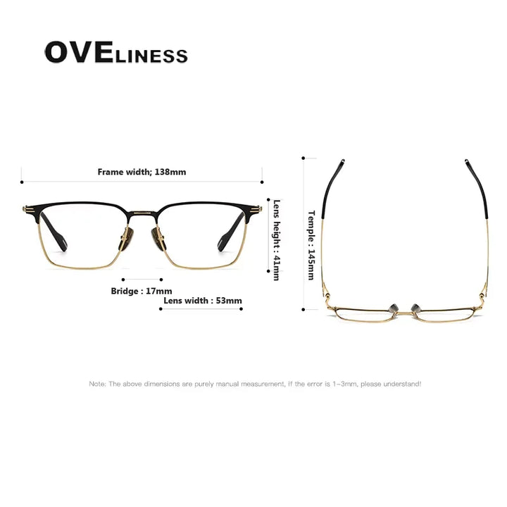 Oveliness Full Rim Square Titanium Acetate Eyeglasses 70801 Full Rim Oveliness